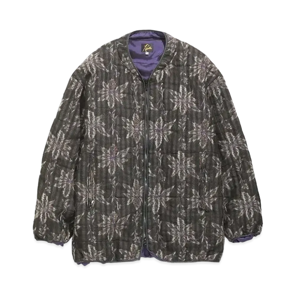 Needles PIPING QUILT JACKET - W/CU/AC FLOWER/PLAID JQ. "Charcoal"