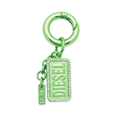 Diesel Charm-Diesel Metal Keyring With Logo and Rhinestones "Green"