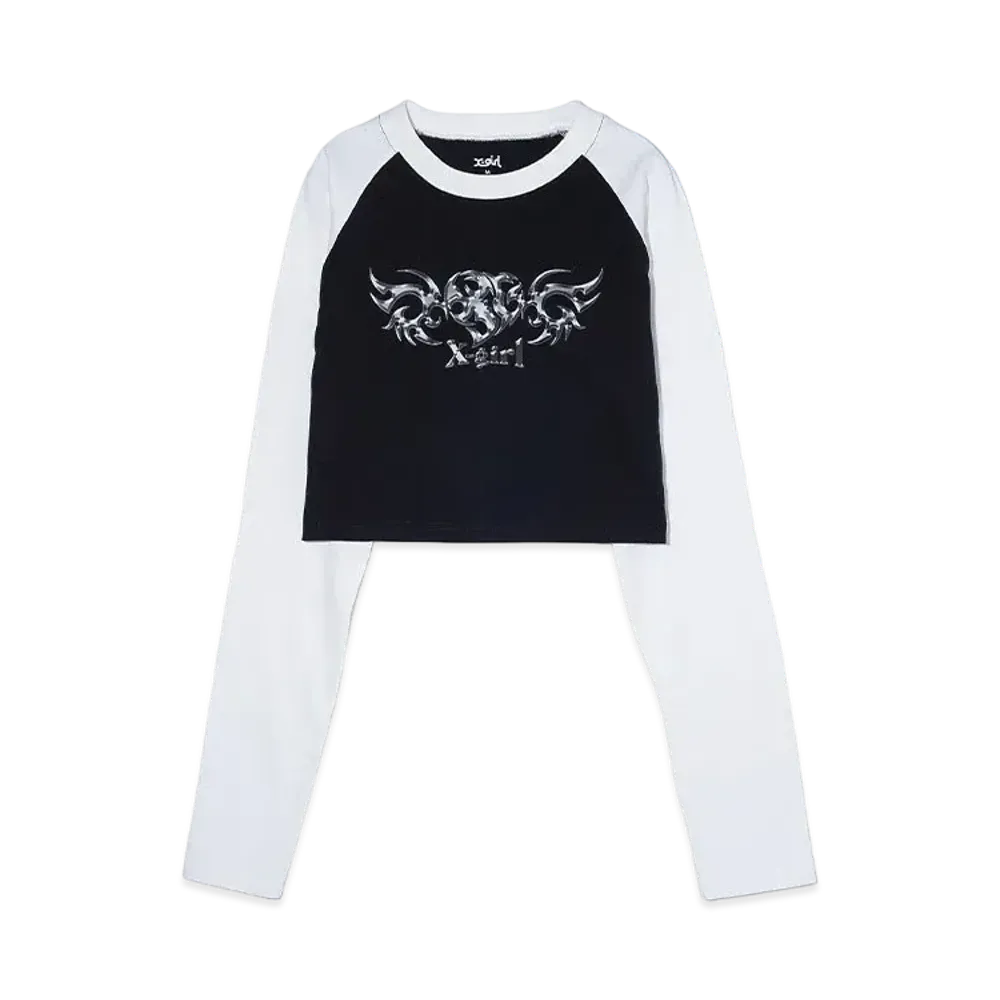 X-Girl Tribal Heart Raglan L/S Tee "Black"