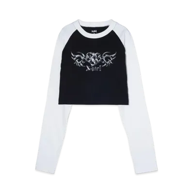 X-Girl Tribal Heart Raglan L/S Tee "Black"