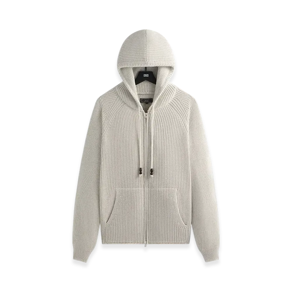 Kith Full Zip Miles Knit Hoodie "Light Heather Grey"