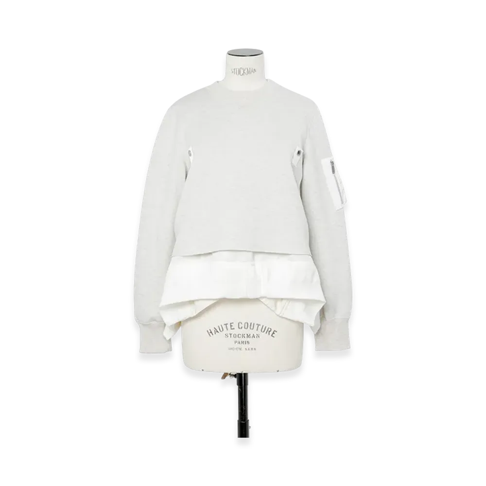 sacai Sponge Sweat x Nylon Twill Pullover "Ecru/Off White"
