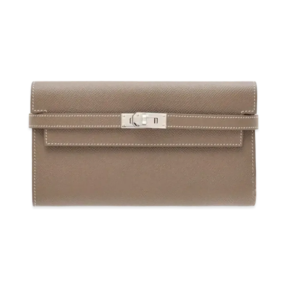 Hermes Kelly Wallet Long Veau Epsom "Etoupe/Silver"