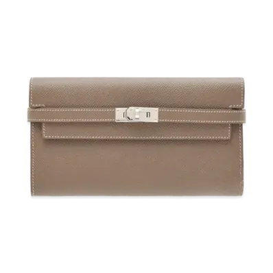 Hermes Kelly Wallet Long Veau Epsom "Etoupe/Silver"