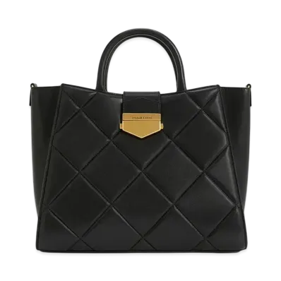 CHARLES & KEITH Vertigo Quilt Tote Bag "Black"