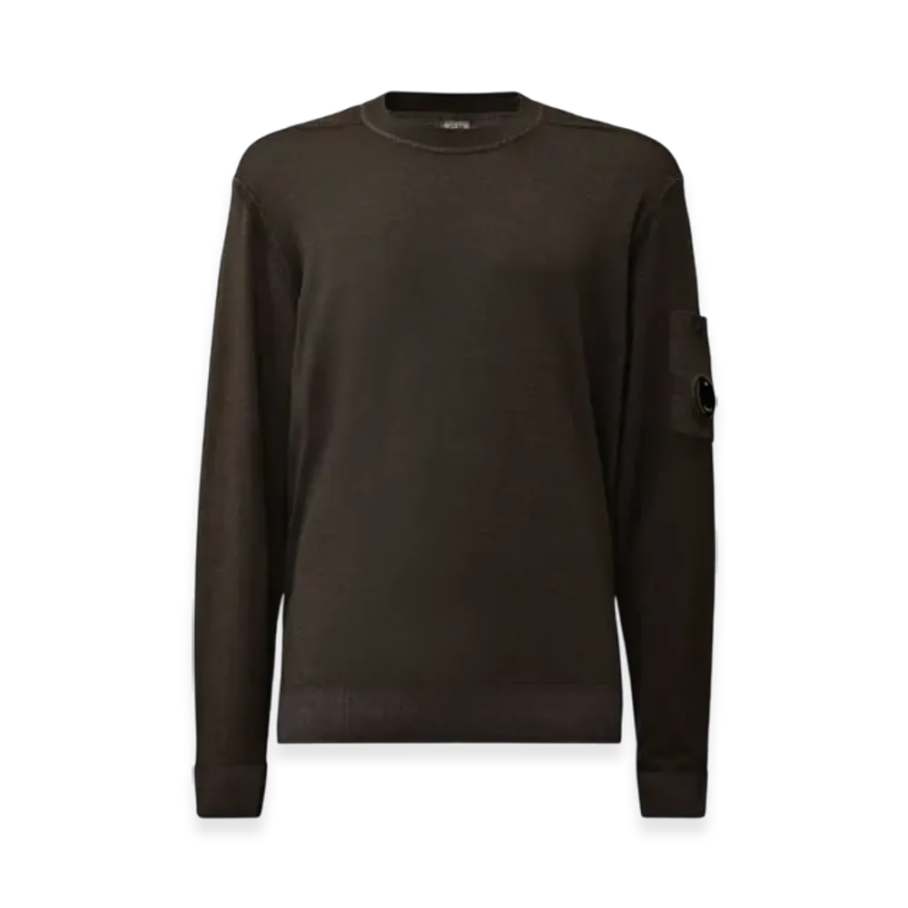 C.P. Company Merino Wool Crewneck Lens Sweater "Dark Shadow Grey"
