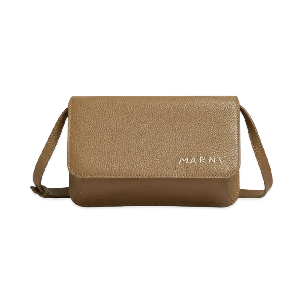 Marni Leather Shoulder Bag with Marni Mending Embroidery "Creta"