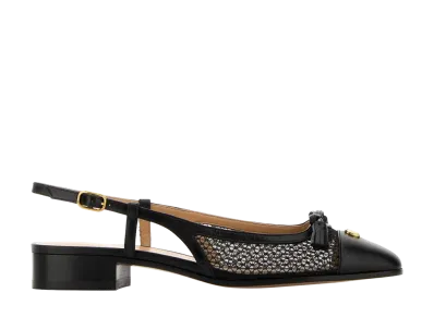 Valentino Garavani Women's Black Mesh And Leather Ballerinas "Black"