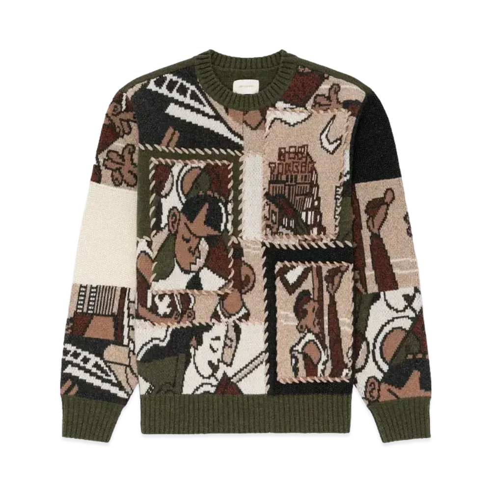 Aime Leon Dore Molina Patchwork Crewneck Sweater "Multi"