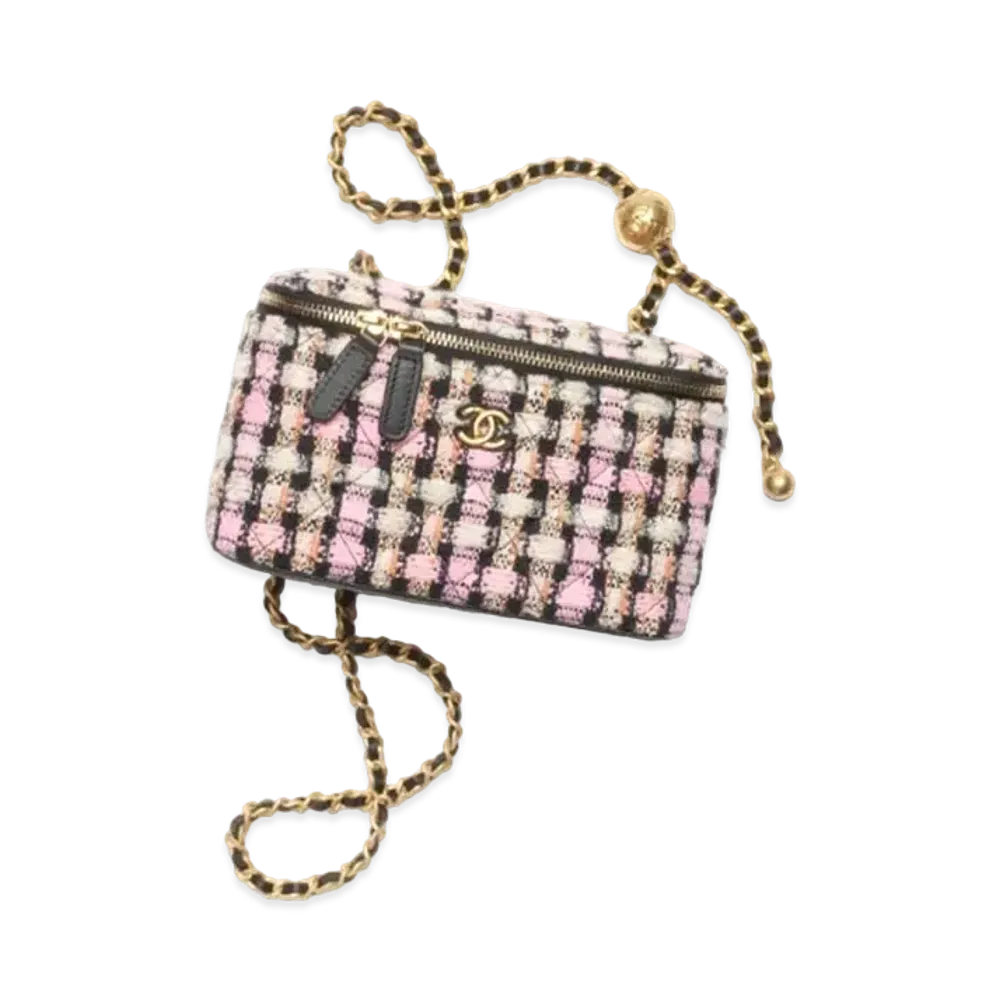 CHANEL Clutch With Chain Wool Tweed & Gold Tone Metal "Multicolor"