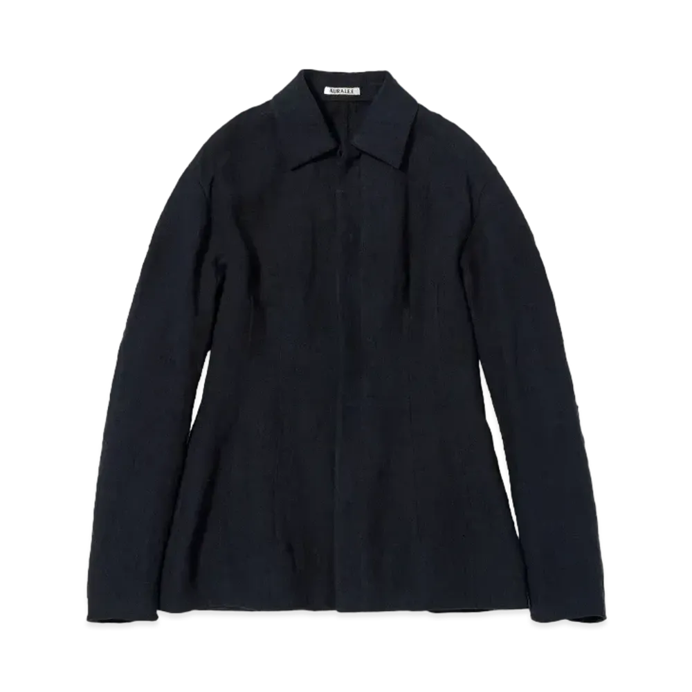 AURALEE Linen Silk Tweed Blouson "Dark Navy"