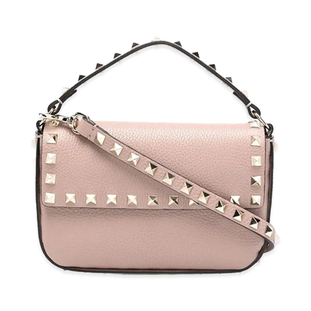 Valentino Women's Lilac Leather Rockstud Handbag "Purple"