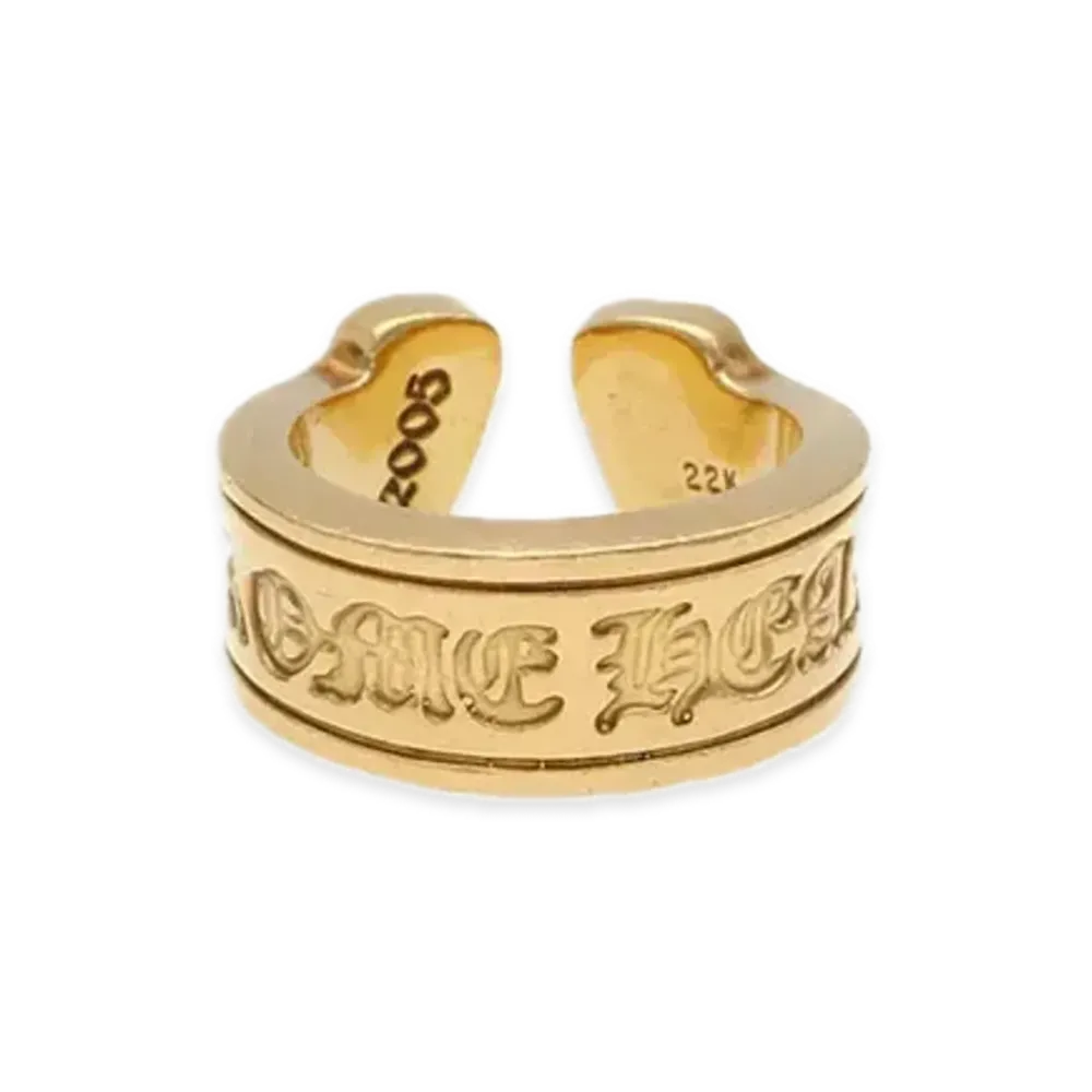 Chrome Hearts 22K Large Scroll Label Ring "Yellow Gold"