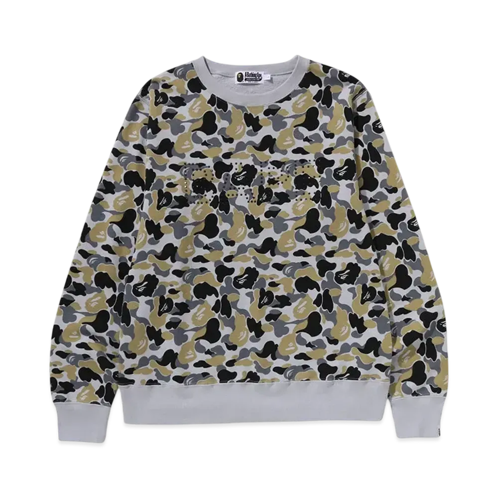 A BATHING APE Crystal Stone Bape Crewneck Sweatshirt "Green"