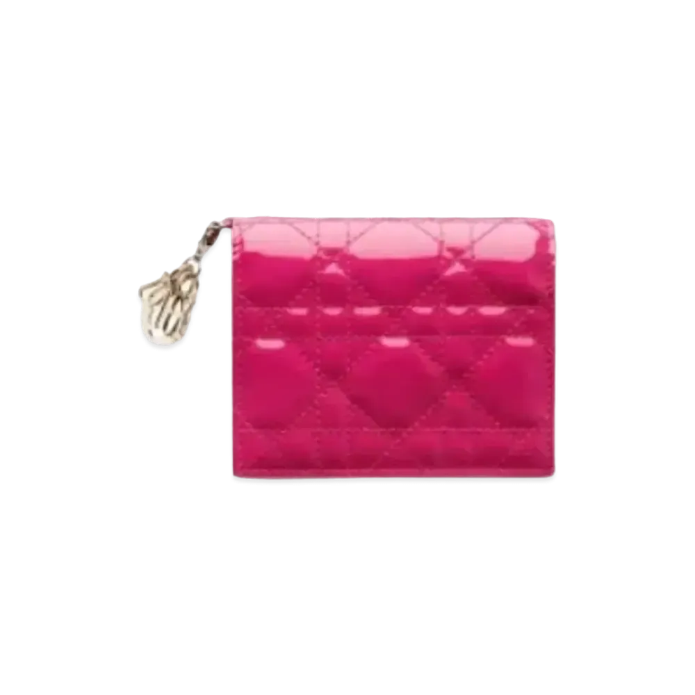 Dior Cannage Pattern Pattern Curfskin Wallet "Pink"