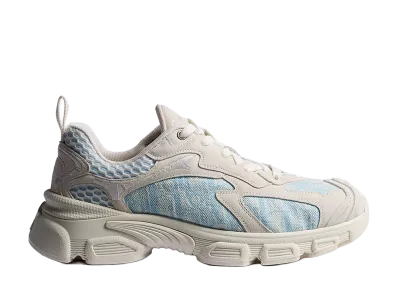 Dior Women's Vibe Sneaker Suede Calfskin and Dior Oblique Washed Linen "White/Blue"