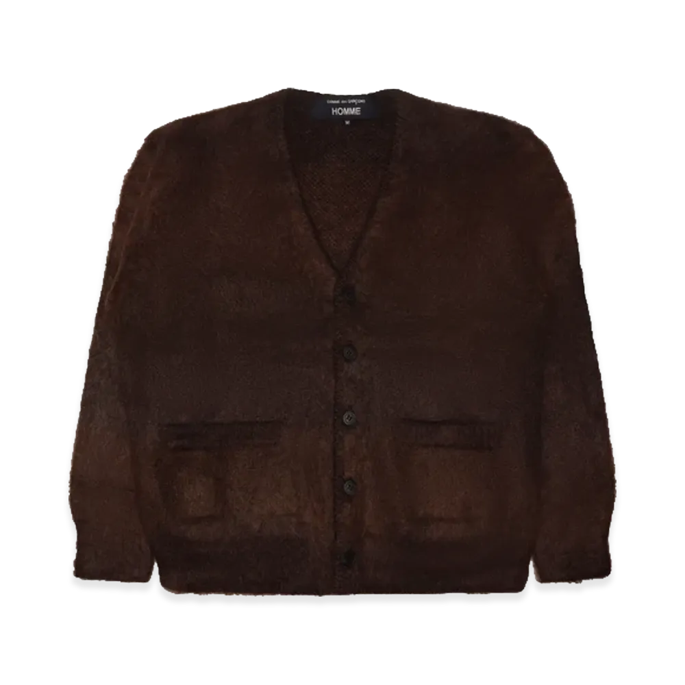 COMME des GARCONS HOMME Mohair Napped Random Stripe Jersey Knitwear "Brown"