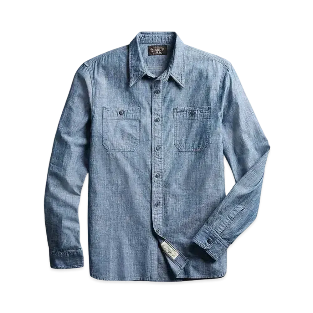 RRL Ralph Lauren Indigo Chambray Work Shirt #1 "Blue"