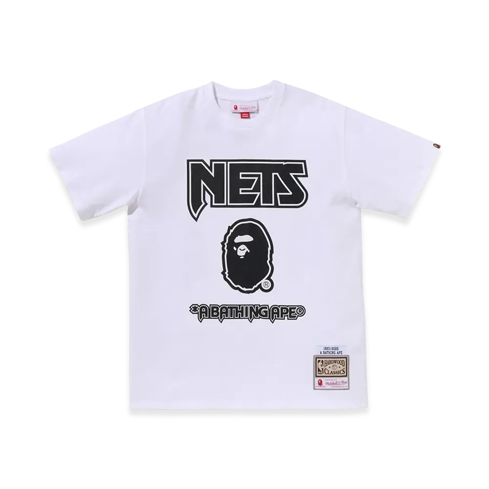 A BATHING APE x Mitchell & Ness x NBA New Jersey Nets Tee "White"