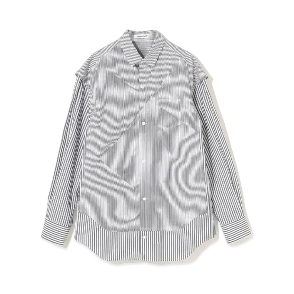 UNDERCOVER Cotton Striped Switching Shirt "Black ST"