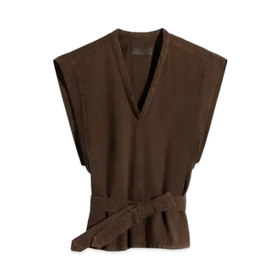 LEMAIRE Women's Dyed Broken Twill Chasuble "Cacao Dyed"