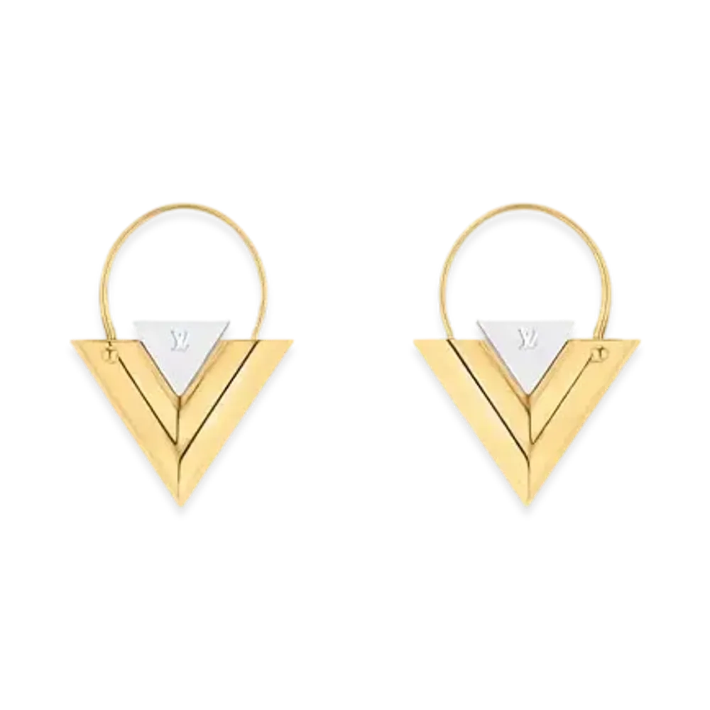 Louis Vuitton V For Vuitton Earrings "Gold"