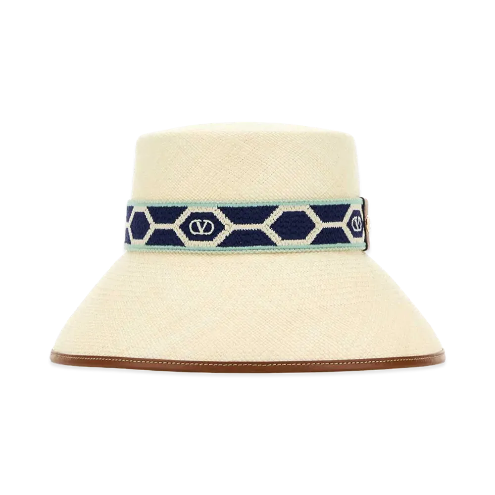 Valentino Women's Straw Bucket Hat "Beige"