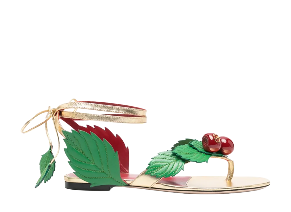 Valentino Garavani Women's Multicolor Leather Cherryfic Thong Sandals "Multicoloured"