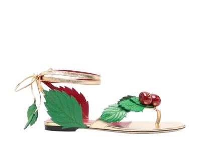 Valentino Garavani Women's Multicolor Leather Cherryfic Thong Sandals "Multicoloured"