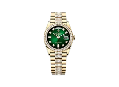 ROLEX Day-Date 36mm Yellow Gold Diamond 128348RBR "Green Ombre"