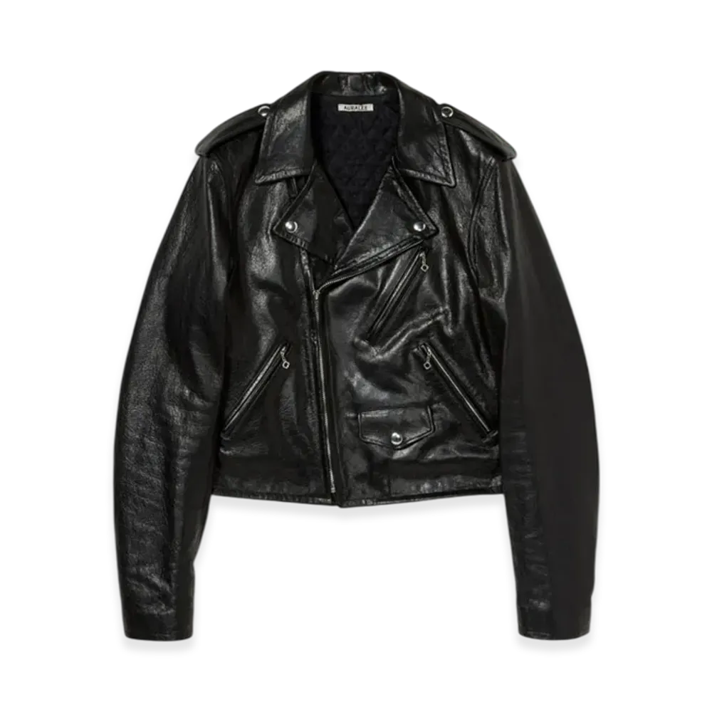 AURALEE Lamb Leather Riders Jacket "Top Gray"