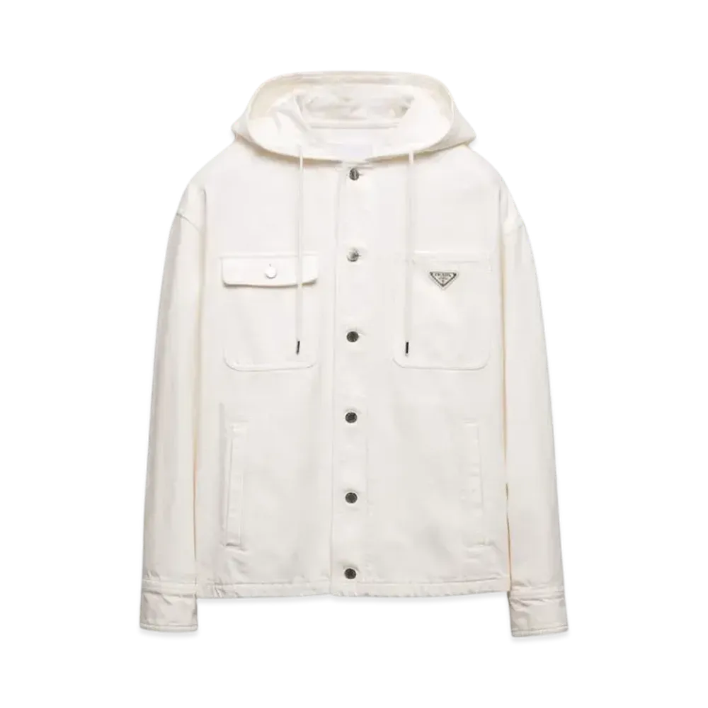 PRADA Men's Hooded Denim Shirt "White"