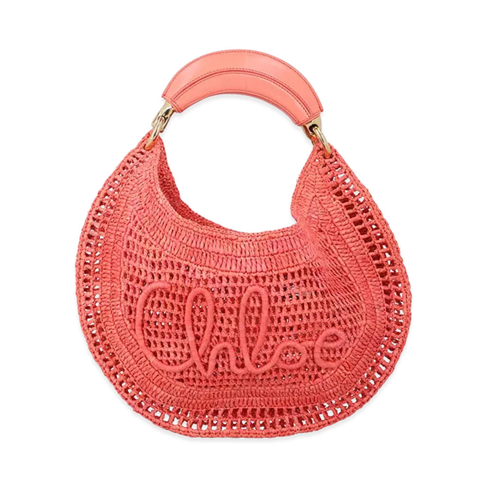 Chloe Women's Coral Raffia Banana Handbag "Orange"