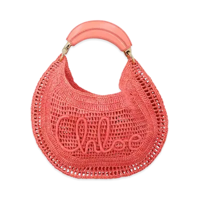 Chloe Women's Coral Raffia Banana Handbag "Orange"