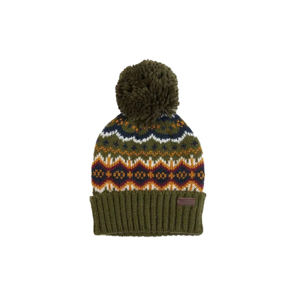 Barbour Fair Isle Pattern Knit Cap "Olive"