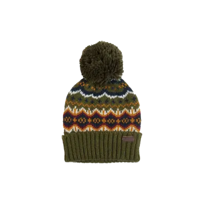 Barbour Fair Isle Pattern Knit Cap "Olive"