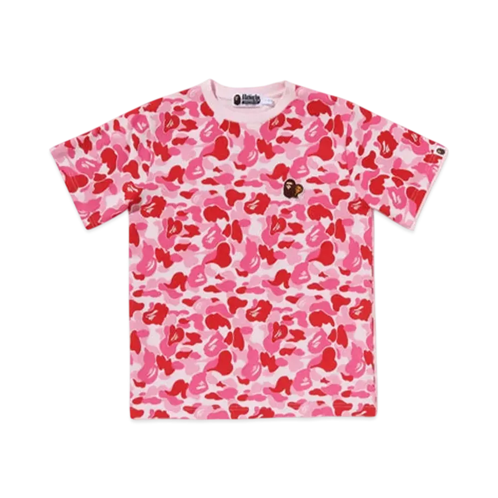 A BATHING APE Abc Camo Ape & Milo One Point Tee "Pink"