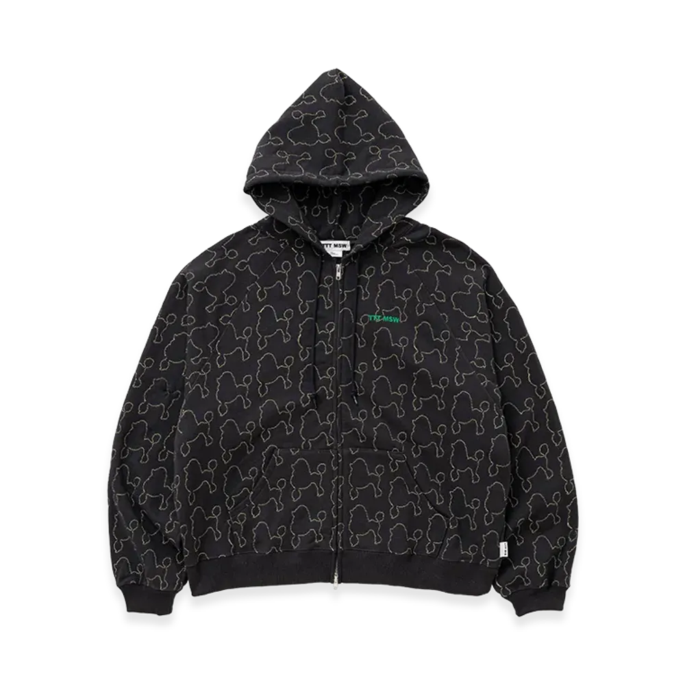 TTTMSW Dog Embroidery Zip Up Hoodie "Charcoal Grey"