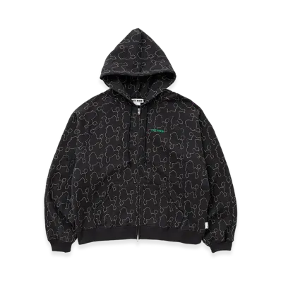 TTTMSW Dog Embroidery Zip Up Hoodie "Charcoal Grey"