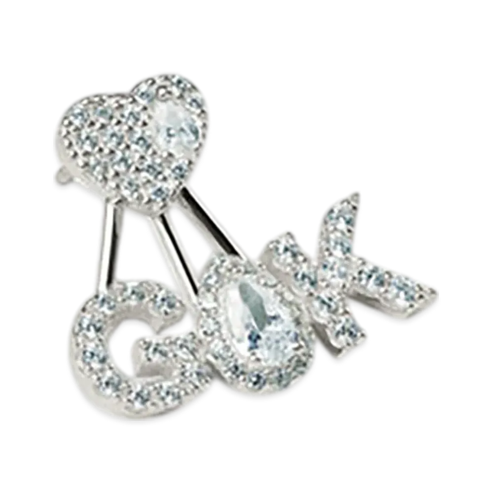 GOD ONLY KNOWS GOK Tear Heart Earrings "Silver"