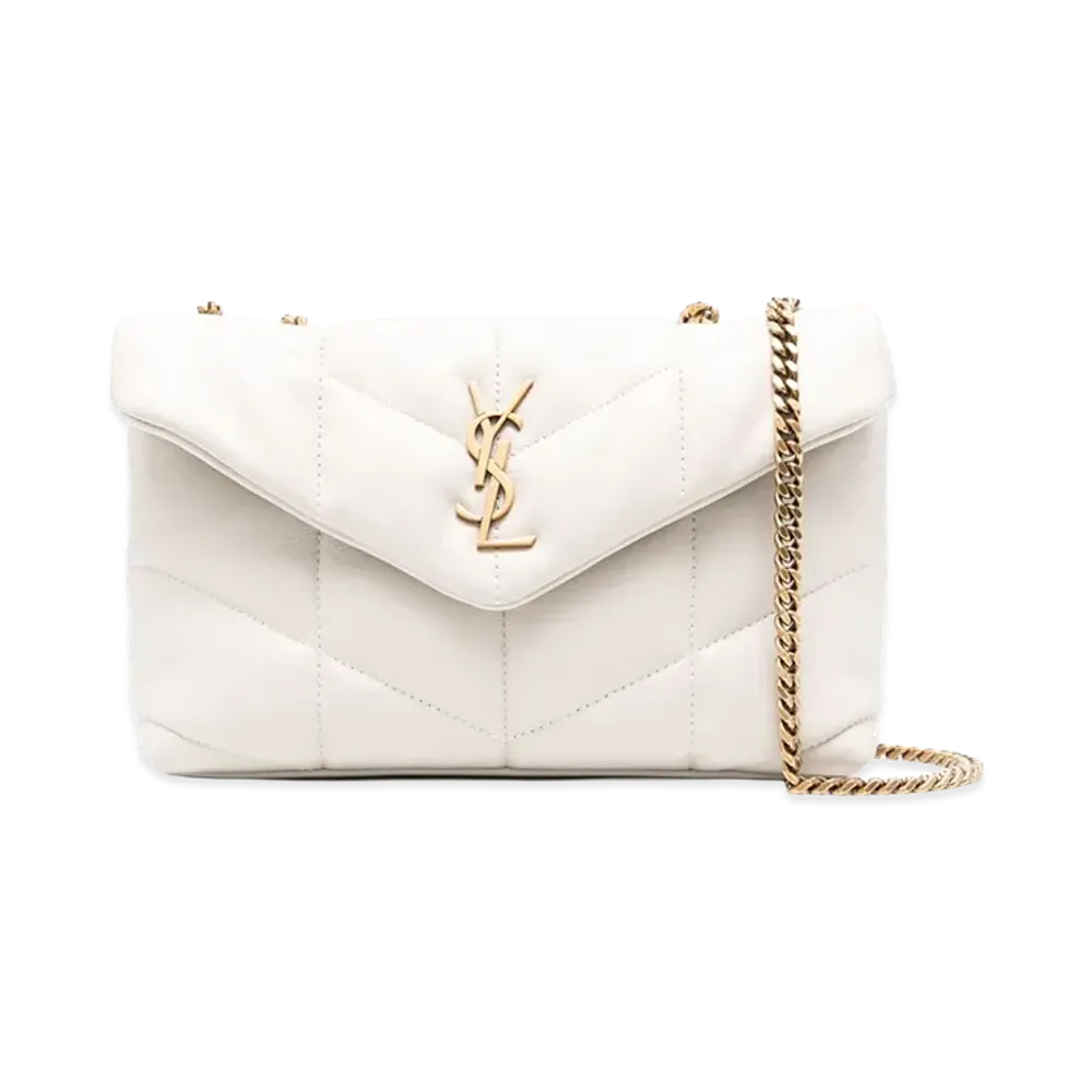 Saint Laurent Women's Ivory Nappa Leather Puffer Toy Crossbody Bag "White"