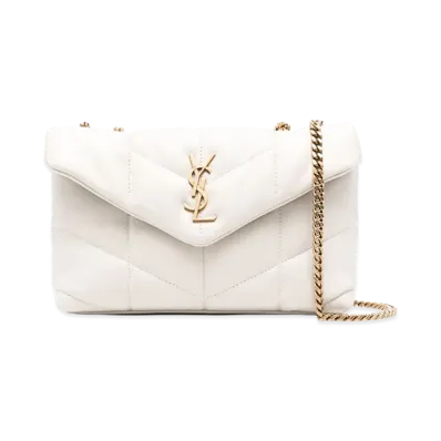 Saint Laurent Women's Ivory Nappa Leather Puffer Toy Crossbody Bag "White"