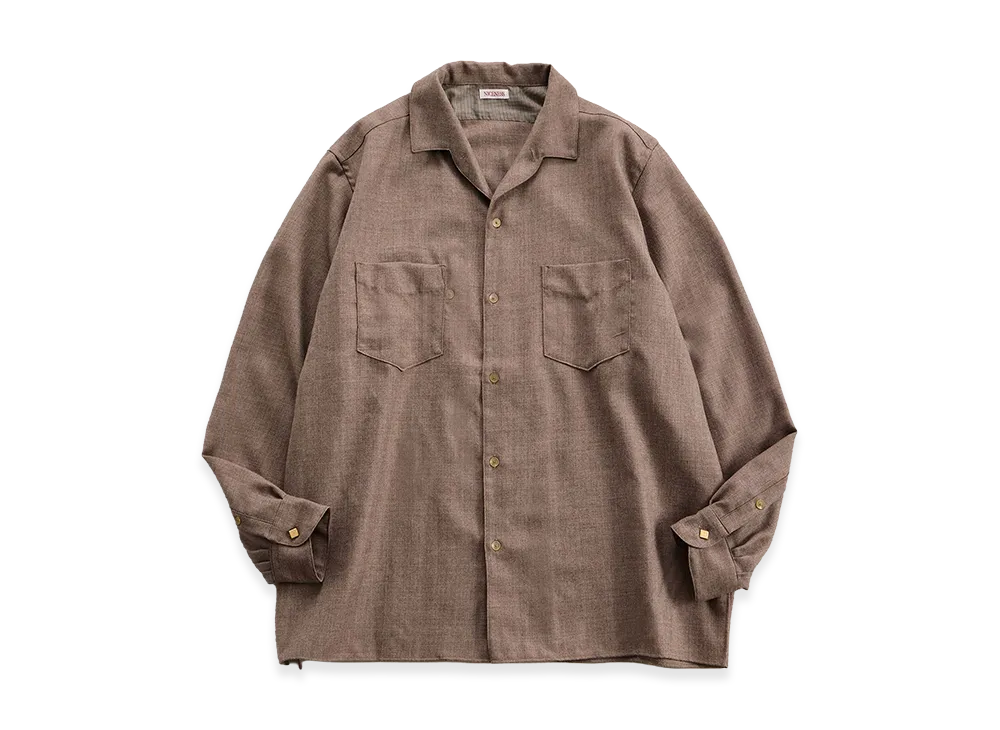 NICENESS O.Romeo Double Pocket Wool Saxony Dress Shirt "Taupe"