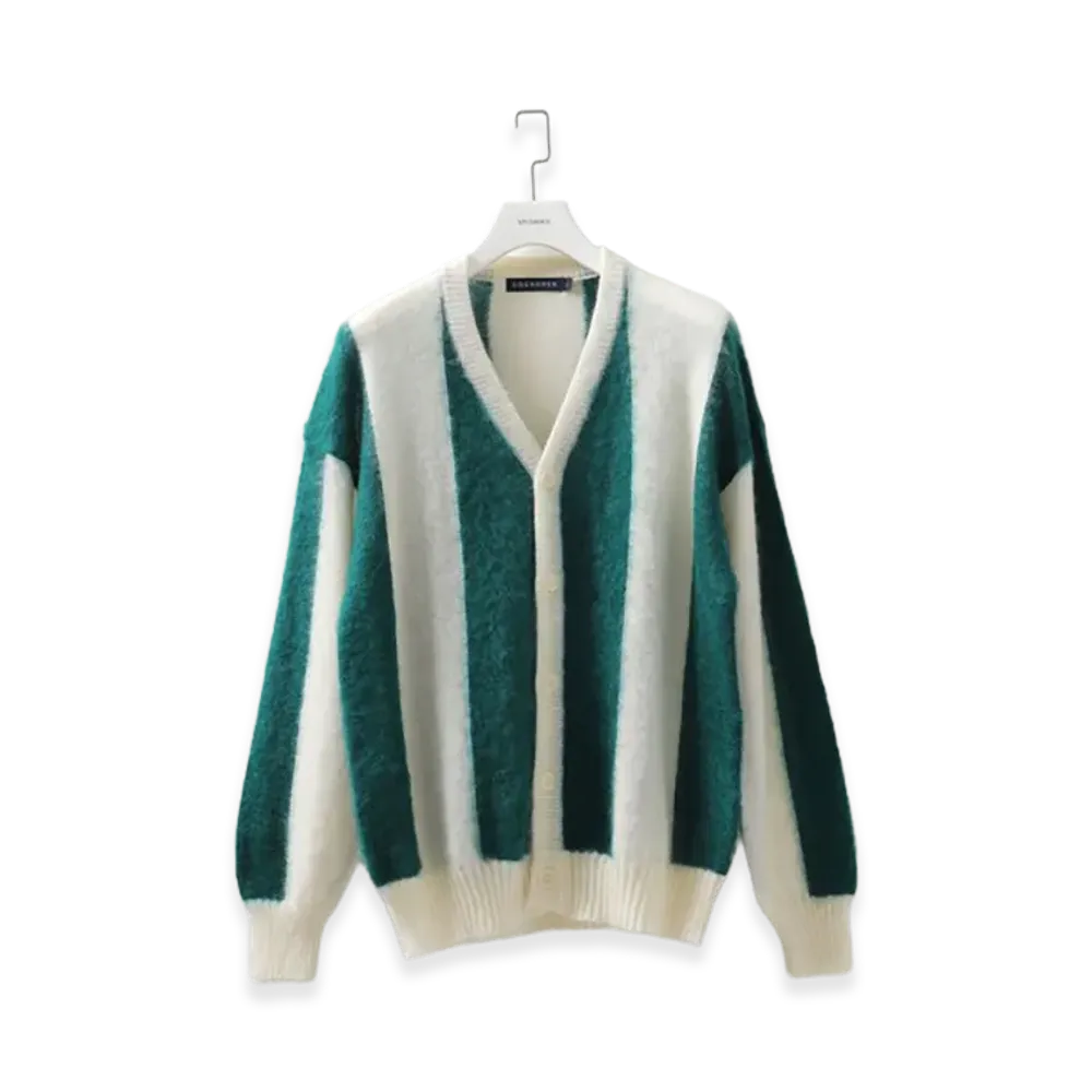 COGNOMEN Football Stripe Knit Cardigan "Green"