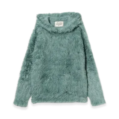 BEAMS FUTURE ARCHIVE Shaggy Knit Hoodie "Olive"