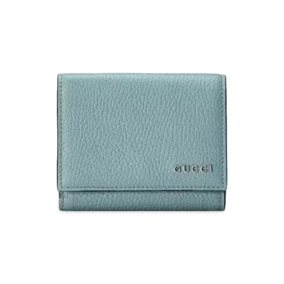 GUCCI Tri Fold Wallet With Gucci Logo Japan Exclusive "Pastel Blue"