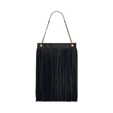 SAINT LAURENT Grace Large Hobo Bag In Lambskin And Suede "Black"