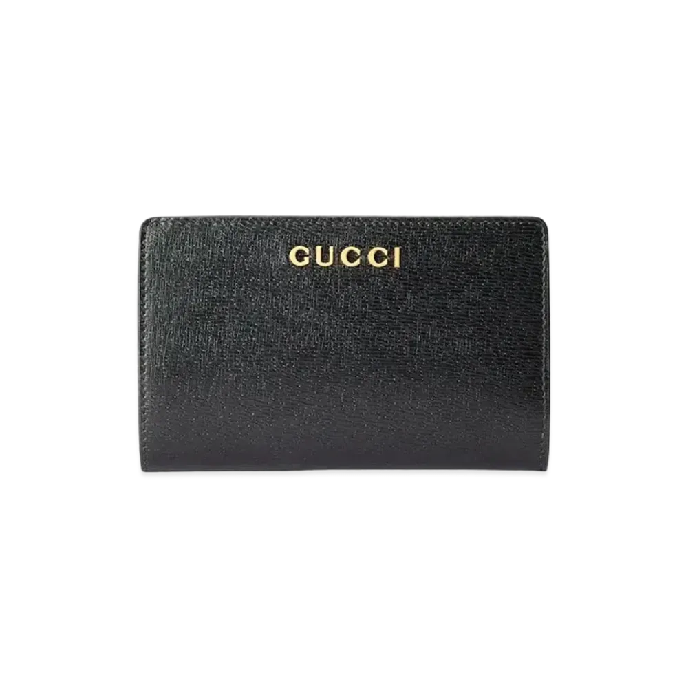 GUCCI Zip Around Wallet With Gucci Script "Black"