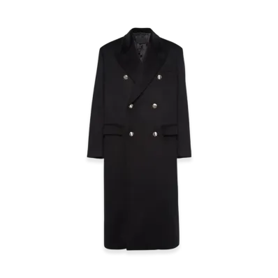 PRADA Double-Breasted Cashmere Overcoat "Black"