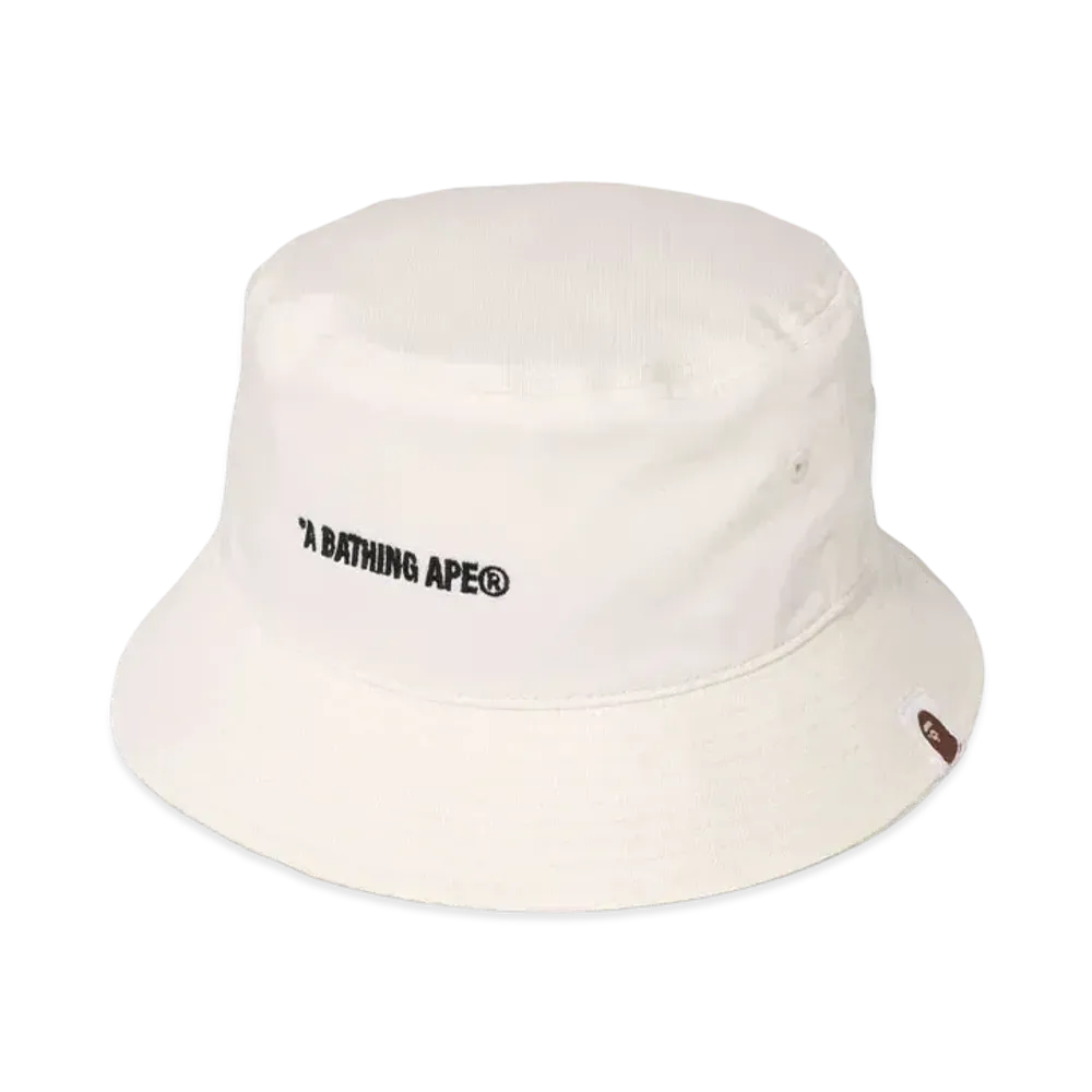 A BATHING APE Logo Bucket Hat "White"